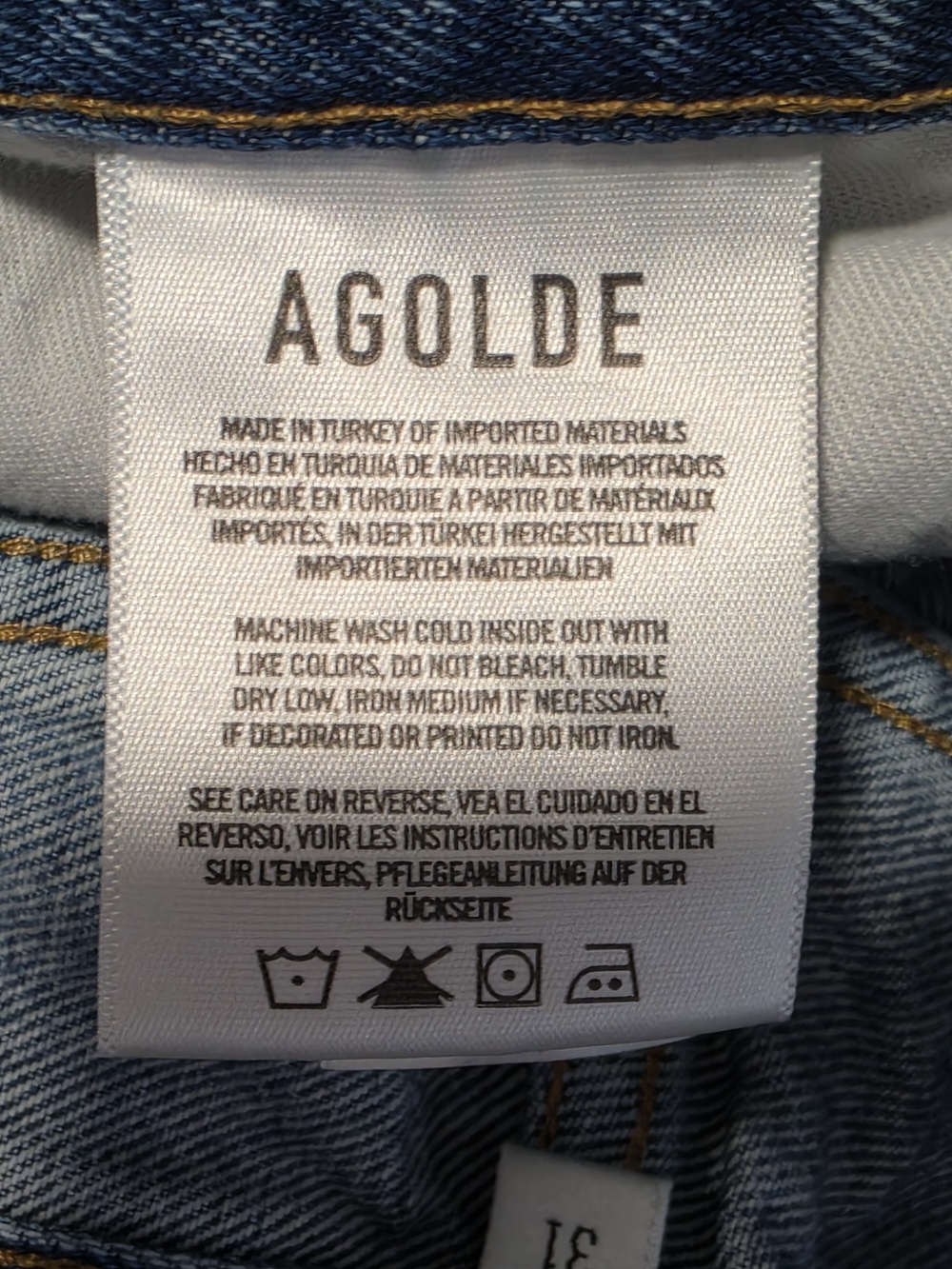 AGOLDE Parker High-Rise Distressed Cut Off Organic Cotton Denim Shorts Size 31 - Picture 7 of 10